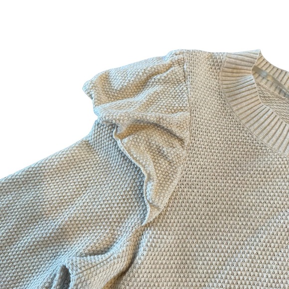 Lane Bryant Women’s Plus Long Ruffle-Sleeve Oatmeal Heather Sweater - Size 18/20 - Picture 4 of 11